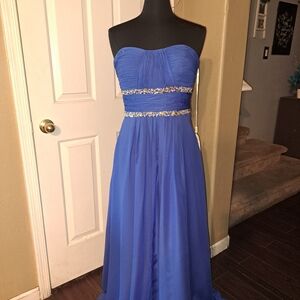 Elegant Royal  Blue Strapless Gown